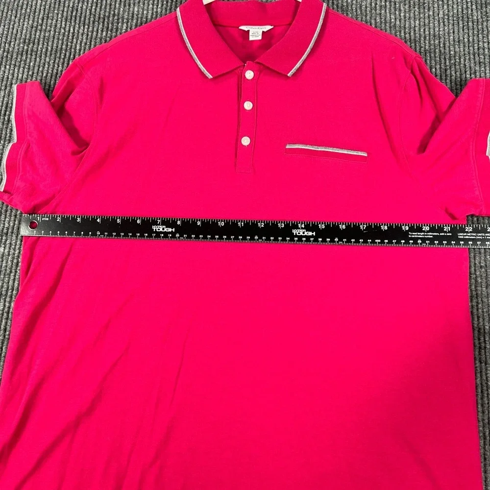 Calvin Klein‎ Mens Shirt Polo Large Pink Short Sleeve Pocket Lightweight Preppy